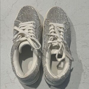 Jessica Simpson Glittering Silver and White Sneakers